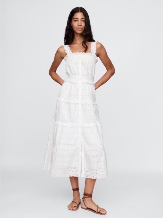 Dresses & Skirts - NWT Gap x Doen White Eyelet Tiered Midi Dress